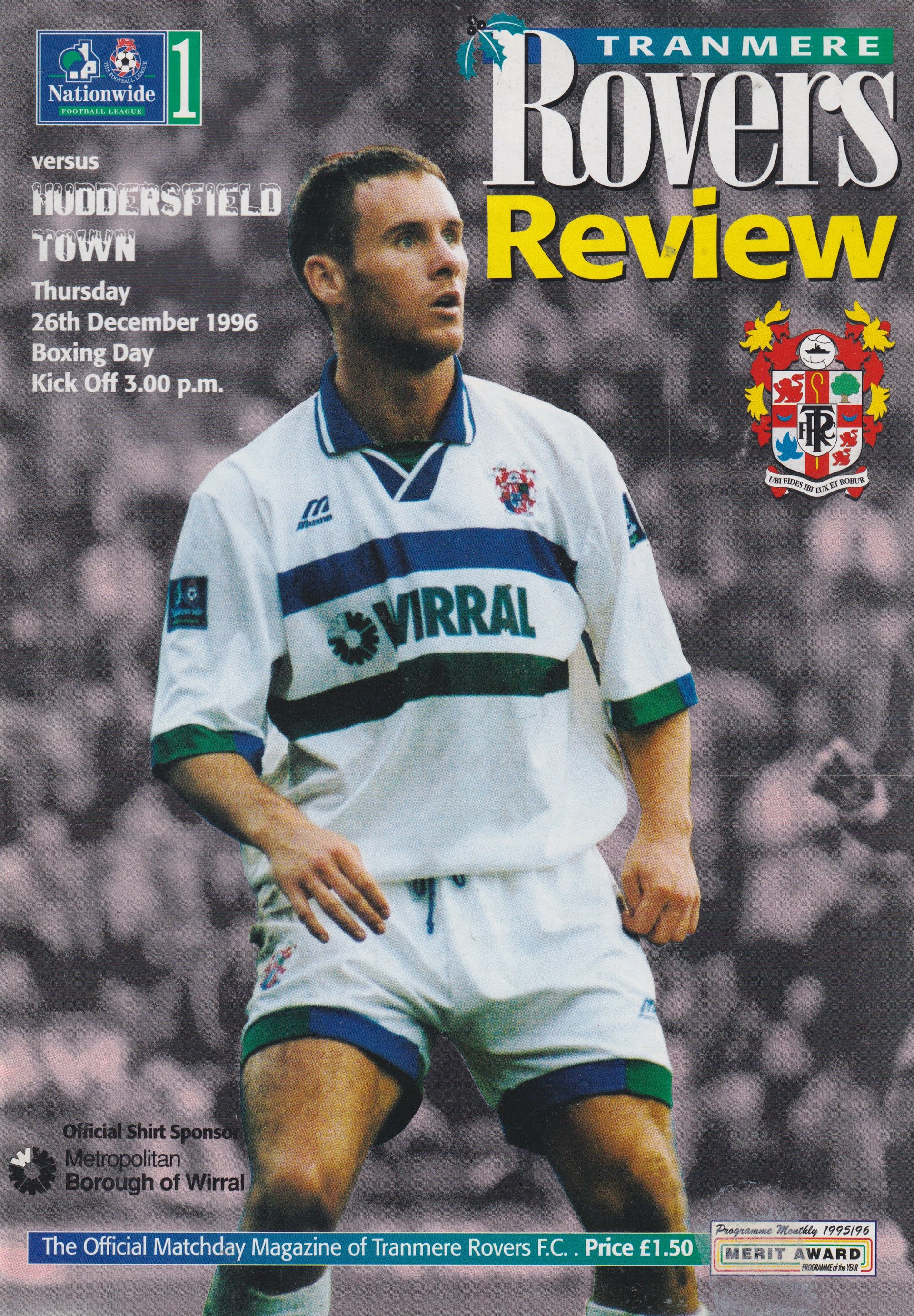 Tranmere Rovers v Huddersfield Town match programme